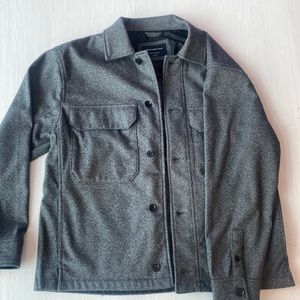 ABERCROMBIE & FITCH HEATHER GREY RELAXED STRETCH PEACOAT SIZE LARGE